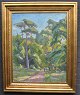 Henriques, 
Vilhelm (1894 - 
1966) Denmark: 
A walking 
person in a 
forest. Oil on 
canvas. Signed 
...