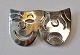 Brosche aus 
Sterlingsilber 
mit 
Theatermasken, 
Mexiko des 20. 
Jahrhunderts. 
gestempelt. TC 
259. ...