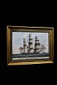 Bing & Grondahl 
Ship portraits 
drawn by Jacob 
Petersen 
1774-1855 on 
porcelain and 
framed in a ...