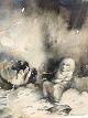 Johansson, 
Folke 
(1912-1980), 
„Strykstickarna“, 
Aquarell in 
gutem Zustand, 
aber mit 
einigen ...