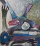 Maj Hemberg, 
Swedish artist, 
oil on board. 
Abstract 
composition. 
Colorful 
palette. 
Painted with 
...