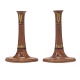 Pair of candlesticks with landscape motives. Germany circa 1840. H: 19,5cm