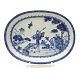 Ovale tiefe blau dekorierte chinesische Platte aus PorzellanQing Dynastie 18. ...