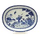 Ovale tiefe 
blau dekorierte 
chinesische 
Platte aus 
Porzellan
Qing Dynastie 
18. ...
