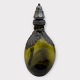 Alte grüne Flasche mit Zinnbefestigung, 9 cm breit, 21 cm hoch *Guter Zustand*