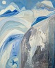 Josef José, 
listed French 
artist. Oil on 
canvas.
Snow-covered 
mountain 
landscape in 
abstract ...