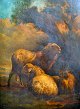 Ommeganck, 
Balthazar Paul 
(1755 - 1826) 
Belgien: Schafe 
an einem Baum. 
Öl auf 
Eichenholzplatte.
 ...