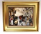 Bing & Gröndahl. Porzellanmalerei. Motiv von Paul Fischer. Feuer in der 
Skindergade. Größe inklusive Rahmen, 40 * 33 cm. Produziert 1750 Stück. Dieses 
hat die Nummer 1626