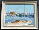 Jans, Knud 
Henning (1916 - 
1985) Danmark: 
Havnescene, 
Dragør. Olie på 
masonit. 
Signeret 1957. 
...