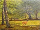 Dänischer 
Künstler (19. 
Jahrhundert): 
Ein Hirsch im 
Wald. Öl auf 
Leinwand. 
Undeutlich 
signiert. ...