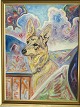 Hans Jørgen 
Korn 
(1888-1963):
Hunden "King" 
i landskab.
Olie på 
lærred.
Sign.: Korn 
65x50 ...