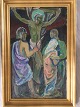 Poul-Henrik 
Jensen 
(1905-90):
Golgata scene 
- Jesus på 
Korset 1960.
Olie på 
lærred.
Sign.: ...