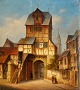 Frank, A. H. 
(19. 
Jahrhundert): 
Hotel und Turm 
in einer 
deutschen 
Stadt. Öl auf 
Karton. ...