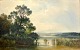 Sckell, Ludwig 
(1833 - 1912) 
Deutschland. 
Landschaft mit 
See. Öl auf 
Leinwand. 
Signiert 1876. 
...
