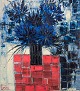 Forster, 
Unknown Artist. 
Oil on canvas.
Flowers in a 
vase. Abstract 
style. Blue and 
red ...