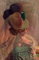 Henry Bouvet, 
French artist, 
oil on canvas.
A woman in 
elegant attire 
at the theater. 
...
