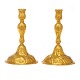 Pair of gilt Rococo style bronze candlesticks. H: 21cm