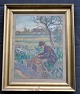 Munk, Anna E. 
(1876 - 1960) 
Dänemark: Mann 
macht eine 
Mittagspause 
auf dem Land. 
Gouache auf ...