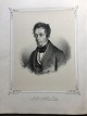 Emiluis 
Bærentzen 
(1799-1868):
Portræt af 
Digteren J. 
Carsten Hauch 
(1790-1872).
Litografi på 
...
