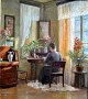 Tornøe, Karen 
Elisabeth (1847 
– 1933) 
Dänemark: Eine 
Frau an einem 
Schreibtisch in 
einem ...