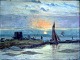 Dänischer 
Künstler (19. 
Jahrhundert): 
Segel sind in 
einem kleinen 
Fischereihafen 
im Wasser. ...