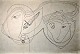 Zwick, Lis 
(1942-2020) 
Dänemark/Schweden: 
Abstrakte 
Köpfe. 
Markierung auf 
Papier. 
Signiert: Lis 
...