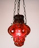 Lamp/Grid 
Pendant - Ruby 
Red Glass - 
Venetian Style 
- ...