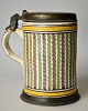 Deutscher 
Fayence- 
walsenkrug 
"Hupen" mit 
Zinndeckel, ...