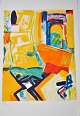 Blaabjerg, Lise 
(1939 - 2020) 
Dänemark: 
Komposition. 
Farblithographie.
 Unterzeichnet. 
56 x 38 ...