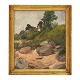 Jörgen Roed, 
1808–88, Öl auf 
Leinen
Landschaft 
Hellebæk, 
Nordseeland, um 
1854
Lichtmasse: 
...