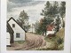 Akvarel af 
Catharine 
Heyerdahl - Vej 
gennem by 1883