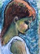 Sigurd Valdemar 
Lønholdt 
(1910-2001), 
Ölgemälde auf 
Leinwand, 
Mädchenporträt, 
95x74 cm mit 
Rahmen.