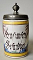 Bierkrug, 
Fayence, 
Hannoversch 
Münden, 1848, 
Deutschland. 
Polychrome 
Dekoration mit 
deutschem ...