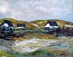 Kastrup, Leif 
(1946 - ) 
Dänemark: 
Dünenlandschaft 
mit Häusern. Öl 
auf Leinwand. 
Unterzeichnet. 
...