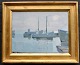 Ibsen, Børge 
(1913 - 2002) 
Dänemark: 
Fischerboote in 
einem Hafen. 
Unterzeichnet. 
Öl auf ...