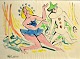 Larsen, Erik 
(1902 - 1975) 
Dänemark: 
Columbine und 
Pierrot. 
Aquarell. 
Unterzeichnet. 
22 x 30,5 ...