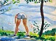 Gislason, Jon 
(1955 - ) 
Dänemark: 
Lene-Maler. 
Aquarell. 
Signiert 1988. 
29 x 38 ...