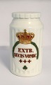 Königliches 
Kopenhagen. 
Apothekerglas. 
Extr. Nucis 
Vomic. Höhe 13 
cm. Hergestellt 
vor 1923. (1 
Wahl)