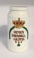 Königliches 
Kopenhagen. 
Apothekerglas. 
Semen Sabadill. 
Gr. Pulver. 
Höhe 16,5 cm. 
Hergestellt vor 
...