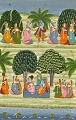 Indischer 
Künstler 20. 
Jahrhundert: 
Krishna und 
weibliche 
Anhänger in 
einem Garten. 
Gouache auf ...