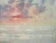 Jean Geoffroy 
(1853–1924) 
fransk 
kunstner.
Olie på 
lærred.
Brænding i 
solnedgang. 
Lysende ...