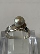 White Gold Ring 
with Pearl & 
Diamonds, 14 
Karat
Size: 51