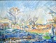 Kielberg, Ole 
(1911 - 1985) 
Dänemark: Feld 
im Regen, 1955. 
Öl auf 
Hartfaserplatte.
 Signiert: OK 
...