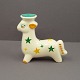 Aluminia; Christmas deer in faience. In orange and green. For one candle. H. 10 cm. L. 11 ...