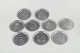 Just Andersen, set of nine pewter coasters.