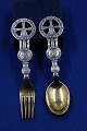 Michelsen Weihnachten Löffel und Gabeln aus dänisch vergoldet Sterling Silber. Anton Michelsen ...