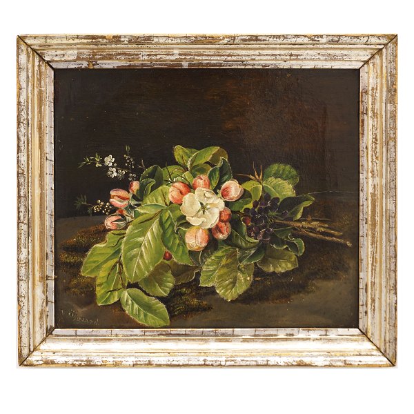 Stilleben with flowers, oil on linen
Signed "V. Öygaard" and "Vald. Öygaard" on the back. Second halv of the 
1800-hundrets