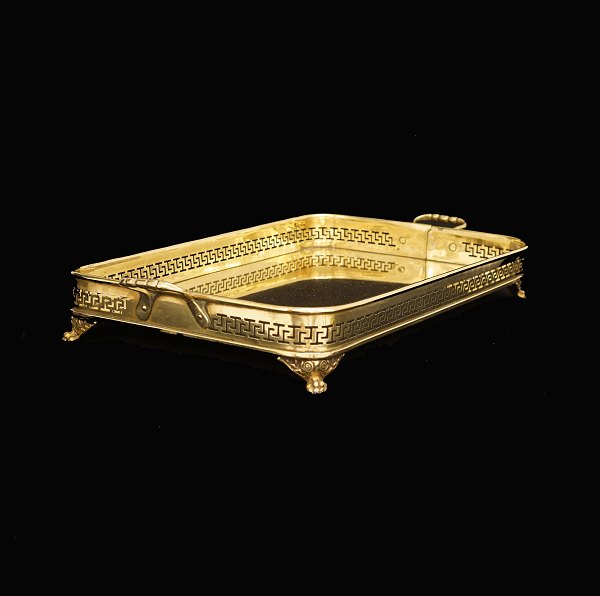 Brass tray with handles. Circa 1860. H: 6cm. Tray: 40x26cm