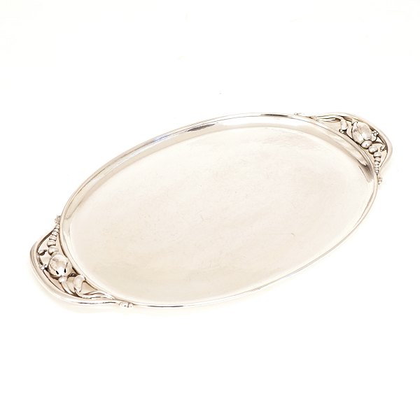 Georg Jensen: Blossom serving tray, sterlingsilver. Made 1945-51. #2H. Size: 
36x21,3cm. W: 646gr