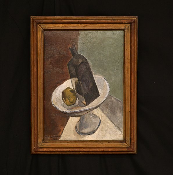 Mogens Lorentzen, 1892-1953, "Stilleben", Öl auf Platte. Signiert und datiert 
1917. Lichtmasse: 44x32cm. Mit Rahmen: 55x43cm